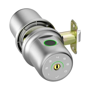 G1 Fingerprint Door Knob Lock with Keypad, Silver 4x AAA Alkaline Batteries, Biometric, Electric, Auto-Lock, for Bedroom, Garage, Office, Pantry Door, Interior Door Lock G1 Fingerprint Door Knob Lock with Keypad, Silver 4x AAA Alkaline Batteries, Biometric, Electric, Auto-Lock, for Bedroom, Garage, Office, Pantry Door, Interior Door Lock
