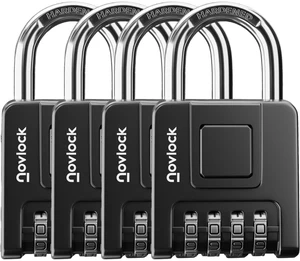 Combination Lock for Outdoor & Indoor, Weatherproof Combo Padlock One-Push Unlocking, Heavy Duty, 4-Digit Security, Lock for Lockers, Gates, Fences, Sheds, Storage, 4-Pack, Black Combination Lock for Outdoor & Indoor, Weatherproof Combo Padlock One-Push Unlocking, Heavy Duty, 4-Digit Security, Lock for Lockers, Gates, Fences, Sheds, Storage, 4-Pack, Black