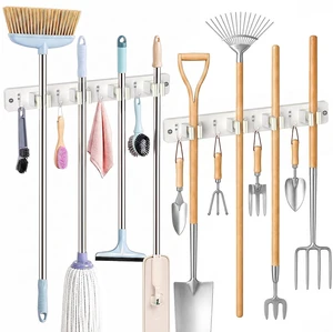 Broom Holder Wall Mounted, 2 Pack White 4 Holders and 4 Hooks Mop Holder, Wooden Mop and Broom Holder with Anti slip rubber, Natural pine wood Brush Holder, Mop Wall Holder with Nail installation Broom Holder Wall Mounted, 2 Pack White 4 Holders and 4 Hooks Mop Holder, Wooden Mop and Broom Holder with Anti slip rubber, Natural pine wood Brush Holder, Mop Wall Holder with Nail installation