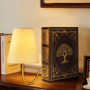 Vintage Bookshelf Lamp with Bulb, Cordless Rechargeable Touch Dimmable Table Lamp with Linen Shade, Modern Bookend Lamp for Bedroom, Office & Bookshelf Decor, Tree of Life Brown & Gold Vintage Bookshelf Lamp with Bulb, Cordless Rechargeable Touch Dimmable Table Lamp with Linen Shade, Modern Bookend Lamp for Bedroom, Office & Bookshelf Decor, Tree of Life Brown & Gold