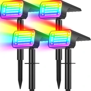 Solar Spot Lights Outdoor, Landscape Spotlights, 4 Pack, Colored 32 LEDs, 7 Lighting Modes, IP65 Waterproof, 2-in-1 Adjustable Solar Uplights Color Changing for Yard Garden Pathway Driveway Solar Spot Lights Outdoor, Landscape Spotlights, 4 Pack, Colored 32 LEDs, 7 Lighting Modes, IP65 Waterproof, 2-in-1 Adjustable Solar Uplights Color Changing for Yard Garden Pathway Driveway