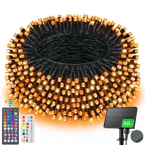 34 Colors Solar String Lights Outdoor with Remote, 50 FT 150 LED Solar & USB Powered Halloween String Lights, Waterproof Color Changing Christmas Light for Xmas Tree Light Party Decor 34 Colors Solar String Lights Outdoor with Remote, 50 FT 150 LED Solar & USB Powered Halloween String Lights, Waterproof Color Changing Christmas Light for Xmas Tree Light Party Decor