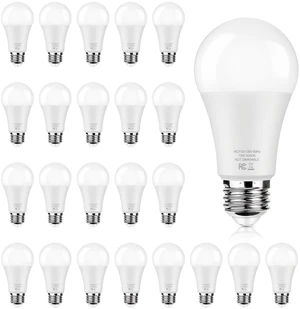 LED Light Bulbs 100 Watt Equivalent 1500 lumens, A19 5000K Daylight White Non-Dimmable, Super Bright No Flicker E26 Standard Base, 13W Lightbulb for Bedroom, Living Room, Office Lighting, 24 Packs LED Light Bulbs 100 Watt Equivalent 1500 lumens, A19 5000K Daylight White Non-Dimmable, Super Bright No Flicker E26 Standard Base, 13W Lightbulb for Bedroom, Living Room, Office Lighting, 24 Packs