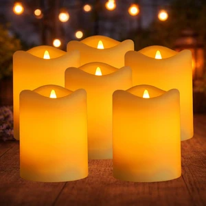 Solar Flameless Candles Outdoor, 6Pcs Solar Rechargeable Candles IP65 Waterproof, Auto On/Off Flickering Glow Dusk to Dawn, Replaceable Battery, Outdoor Solar Lights Holiday Decor for Garden Solar Flameless Candles Outdoor, 6Pcs Solar Rechargeable Candles IP65 Waterproof, Auto On/Off Flickering Glow Dusk to Dawn, Replaceable Battery, Outdoor Solar Lights Holiday Decor for Garden