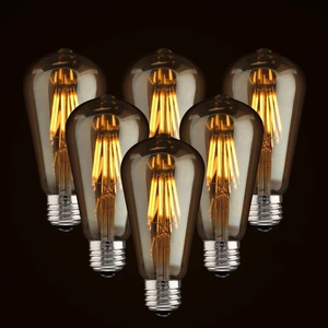 Edison Bulb ST64, 2200K-2400K, Dimmable, Vintage Style, 6-Pack 6W Edison Bulb ST64, 2200K-2400K, Dimmable, Vintage Style, 6-Pack 6W