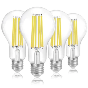 150W Eq Dimmable A23 LED, 2650LM, 5000K, E26, 4P 18W, clear glass, vintage filament, instant on, no flicker, for table lamps, kitchen, garage, workshop 150W Eq Dimmable A23 LED, 2650LM, 5000K, E26, 4P 18W, clear glass, vintage filament, instant on, no flicker, for table lamps, kitchen, garage, workshop