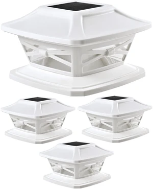 Flexfit Solar Outdoor Post Cap Lights, 4x4 5x5 6x6, Bright LED, 4PK Pearl White, Wooden Posts, fence/deck/garden/patio, UV fade-protected plastic, auto-on, 7-8h, cordless, IP44, 25lm warm white Flexfit Solar Outdoor Post Cap Lights, 4x4 5x5 6x6, Bright LED, 4PK Pearl White, Wooden Posts, fence/deck/garden/patio, UV fade-protected plastic, auto-on, 7-8h, cordless, IP44, 25lm warm white