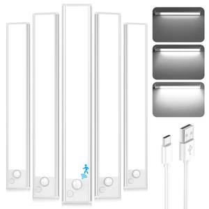 Under Cabinet Lighting, 2200mAh 10 Inch Battery Operated Rechargeable Motion Sensor Night Lights Indoor, LED Magnetic Wireless Closet Light, 6500K Dimmable Counter Lights for Kitchen, Home, 5 Packs Under Cabinet Lighting, 2200mAh 10 Inch Battery Operated Rechargeable Motion Sensor Night Lights Indoor, LED Magnetic Wireless Closet Light, 6500K Dimmable Counter Lights for Kitchen, Home, 5 Packs