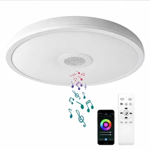 Smart Waterproof LED Flush Mount Ceiling Light Fixture,11 inch 18W,with Bluetooth Speaker,RGB Color Changing Function- Dimmable Lamp,Tuya Application Control-Compatible with Alexa Google Home Smart Waterproof LED Flush Mount Ceiling Light Fixture,11 inch 18W,with Bluetooth Speaker,RGB Color Changing Function- Dimmable Lamp,Tuya Application Control-Compatible with Alexa Google Home