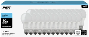 A19 LED Light Bulbs, 60W Equivalent, Non Dimmable, 800 Lumens, E26 Standard Base, 5000k Daylight, 80 CRI, 10 Year, Energy Efficient, 24 Pack, A800850/10KLED/MP/24 A19 LED Light Bulbs, 60W Equivalent, Non Dimmable, 800 Lumens, E26 Standard Base, 5000k Daylight, 80 CRI, 10 Year, Energy Efficient, 24 Pack, A800850/10KLED/MP/24