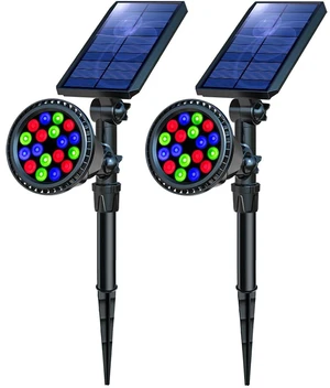 Solar Outdoor Lights, 9 Modes Color Changing 18 LED Halloween Solar Spot Lights Outdoor Waterproof Spotlight Landscape Light Solar Powered for Garden Yard Tree Flag Patio Christmas(2 Pack) Solar Outdoor Lights, 9 Modes Color Changing 18 LED Halloween Solar Spot Lights Outdoor Waterproof Spotlight Landscape Light Solar Powered for Garden Yard Tree Flag Patio Christmas(2 Pack)