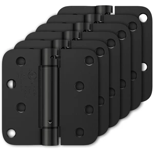 6 Pack Self Closing Door Hinges 4 Inch, Matte Black Spring Loaded Hinges with 5/8'' Radius Corners, Adjustable Tension for Garage, Front Door, for Left and Right Hand Door, UL Listed 6 Pack Self Closing Door Hinges 4 Inch, Matte Black Spring Loaded Hinges with 5/8'' Radius Corners, Adjustable Tension for Garage, Front Door, for Left and Right Hand Door, UL Listed