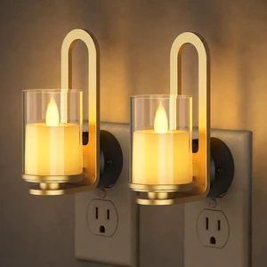Flameless Candle Night Light, Warm Night Lights Plug into Wall 2 Pack Dusk to Dawn Sensor Candle Nightlight Plug in 330° Rotatable, 3 Level Dimmable, 3000K for Hallway Bathroom Bedroom Flameless Candle Night Light, Warm Night Lights Plug into Wall 2 Pack Dusk to Dawn Sensor Candle Nightlight Plug in 330° Rotatable, 3 Level Dimmable, 3000K for Hallway Bathroom Bedroom