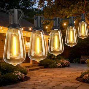 Outdoor String Lights, Waterproof Shatterproof ST38 Vintage Bulbs 50FT Length, Dimmable & Connectable, 2700K Warm White, ideal for Balcony, Porch, Party, Patio & Indoor Decoration Outdoor String Lights, Waterproof Shatterproof ST38 Vintage Bulbs 50FT Length, Dimmable & Connectable, 2700K Warm White, ideal for Balcony, Porch, Party, Patio & Indoor Decoration