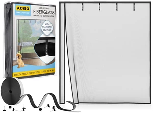 Fiberglass Magnetic Screen Door Reversible Left Right Side Opening - Self Sealing, Heavy Duty, Hands Free, Keeps Bugs Out - Pet and Kid Friendly - Patent Pending Keep Open Feature 74 x 81 Fiberglass Magnetic Screen Door Reversible Left Right Side Opening - Self Sealing, Heavy Duty, Hands Free, Keeps Bugs Out - Pet and Kid Friendly - Patent Pending Keep Open Feature 74 x 81