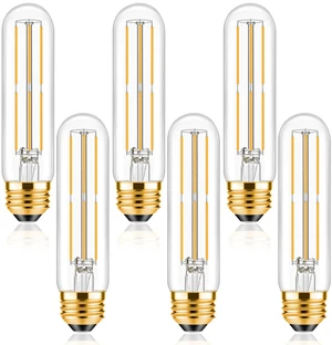 E26 T10 LED Bulb 6 Watt Equivalent 60W Warm White 2700K Dimmable long light Bulb Tubular Bulbs Edison LED Filament Bulb,Desk Lamp,Bedbroom Cafe Restaurant Party, (5 in (6pack)) E26 T10 LED Bulb 6 Watt Equivalent 60W Warm White 2700K Dimmable long light Bulb Tubular Bulbs Edison LED Filament Bulb,Desk Lamp,Bedbroom Cafe Restaurant Party, (5 in (6pack))