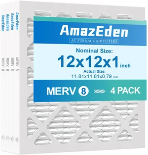 12x12x1 Air Filter 4 Pack MERV 8 Dust Defense Pleated Filter HVAC AC Furnace Air Filters for Home MPR 600 FPR 5 Actual Size: 11.81"x11.81"x 0.79" 12x12x1 Air Filter 4 Pack MERV 8 Dust Defense Pleated Filter HVAC AC Furnace Air Filters for Home MPR 600 FPR 5 Actual Size: 11.81"x11.81"x 0.79"