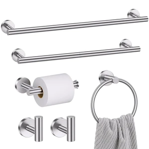 Brushed Nickel Bathroom Hardware Set, 6 Pieces Towel Bar Bathroom Accessories Set Toilet Paper Holder Towel Holder Towel Ring and Towel Hooks Wall Mounted, SUS304 Stainless Steel Towel Rack Set Brushed Nickel Bathroom Hardware Set, 6 Pieces Towel Bar Bathroom Accessories Set Toilet Paper Holder Towel Holder Towel Ring and Towel Hooks Wall Mounted, SUS304 Stainless Steel Towel Rack Set