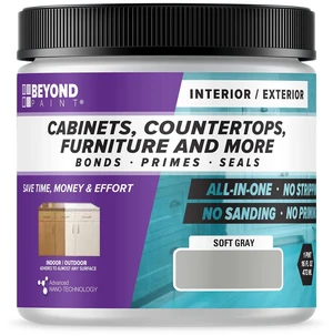 All-in-One Refinishing Paint, No Sanding, Matte Finish for Cabinets, Countertops, Furniture and Doors, 1 Pint, Soft Gray All-in-One Refinishing Paint, No Sanding, Matte Finish for Cabinets, Countertops, Furniture and Doors, 1 Pint, Soft Gray