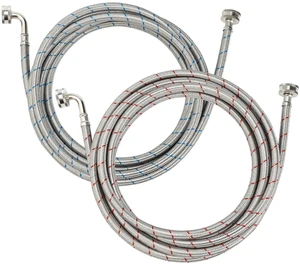 15FT Stainless Steel Washing Machine Hoses with 90 Degree Elbows,Red and Blue Washer Hoses,Burst Proof Hot & Cold Water Connection Inlet Washer Supply Lines 2pcs 15FT Stainless Steel Washing Machine Hoses with 90 Degree Elbows,Red and Blue Washer Hoses,Burst Proof Hot & Cold Water Connection Inlet Washer Supply Lines 2pcs
