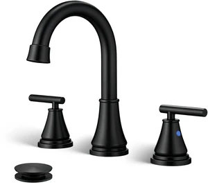 Widespread Bathroom Faucet 3 Hole, Black Faucet with Pop-up Drain Multi-Certified Reliable Faucet with Detachable Faucet Aerator Widely Fits 6-16 inch 3-hole sinks Widespread Bathroom Faucet 3 Hole, Black Faucet with Pop-up Drain Multi-Certified Reliable Faucet with Detachable Faucet Aerator Widely Fits 6-16 inch 3-hole sinks