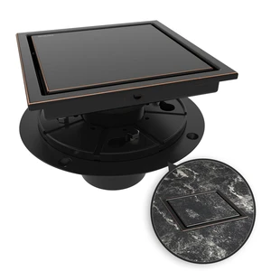 6 Inch Square Shower Drain Bronze Floor Drain with Flange Reversible 2-in-1 Cover Tile Insert Grate Removable SUS304 Stainless Steel CUPC Certified Oil Rubbed Bronze 6 Inch Square Shower Drain Bronze Floor Drain with Flange Reversible 2-in-1 Cover Tile Insert Grate Removable SUS304 Stainless Steel CUPC Certified Oil Rubbed Bronze