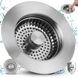 3-in-1 Kitchen Sink Strainer Stopper Combo, Universal Fit, All Metal Stainless Pop Up Sink Drain Strainer with Handle Rod for US Standard 3-1/2 inch Drain Filter, Anti-Clog 3-in-1 Kitchen Sink Strainer Stopper Combo, Universal Fit, All Metal Stainless Pop Up Sink Drain Strainer with Handle Rod for US Standard 3-1/2 inch Drain Filter, Anti-Clog