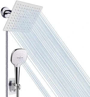 Shower Head with Hose, High Pressure Stainless Steel Rain Shower and 3 Settings Handheld Spray Combo with Push Button Flow Control (8 Inch, Chrome Finish) Shower Head with Hose, High Pressure Stainless Steel Rain Shower and 3 Settings Handheld Spray Combo with Push Button Flow Control (8 Inch, Chrome Finish)