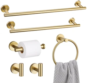 6 Pieces Brushed Gold Towel Bar Bathroom Hardware Set, 23.6Inch Brushed Gold Bathroom Accessories Towel Holder Set, SUS304 Stainless Steel Towel Racks for Bathroom 6 Pieces Brushed Gold Towel Bar Bathroom Hardware Set, 23.6Inch Brushed Gold Bathroom Accessories Towel Holder Set, SUS304 Stainless Steel Towel Racks for Bathroom