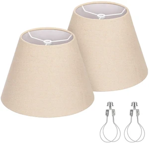 Small Lampshades Set of 2, 5.5"Top x 10"Bottom x 6.6"High, Brown Bell Shade Burlap Lamp Shades for Table Lamps Wall Lamps, Fabric Lampshades, Spider, Bulb Clip Adapters Included, No Assembly Required Small Lampshades Set of 2, 5.5"Top x 10"Bottom x 6.6"High, Brown Bell Shade Burlap Lamp Shades for Table Lamps Wall Lamps, Fabric Lampshades, Spider, Bulb Clip Adapters Included, No Assembly Required