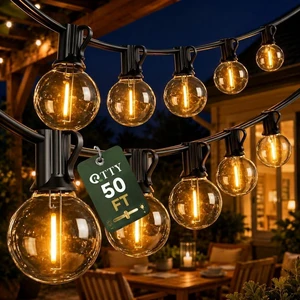 50FT Outdoor String Lights, 25+1 G40 LED Bulbs,Dimmable Patio Lights Waterproof 2700K Warm white bulbs,energy-efficient connectable design for backyard parties,weddings,Bistro,Balcony and cafes 50FT Outdoor String Lights, 25+1 G40 LED Bulbs,Dimmable Patio Lights Waterproof 2700K Warm white bulbs,energy-efficient connectable design for backyard parties,weddings,Bistro,Balcony and cafes
