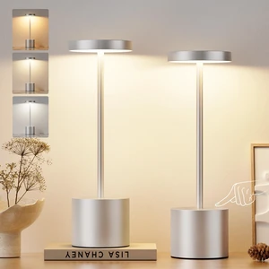 Silver Gray Cordless Lamp Set, Rechargeable Lamp, 3 Color Temperature, LED Outdoor Wireless Lamps, Battery Operated Lamps, Stepless Dimmable, Touch Control Silver Gray Cordless Lamp Set, Rechargeable Lamp, 3 Color Temperature, LED Outdoor Wireless Lamps, Battery Operated Lamps, Stepless Dimmable, Touch Control