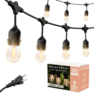 Ambience Pro - Waterproof LED Outdoor String Lights - 7 Hanging, Dimmable 2W Vintage Edison Bulbs - 24 Ft Commercial Grade Patio Lights Create Cafe Ambience in Your Backyard Ambience Pro - Waterproof LED Outdoor String Lights - 7 Hanging, Dimmable 2W Vintage Edison Bulbs - 24 Ft Commercial Grade Patio Lights Create Cafe Ambience in Your Backyard