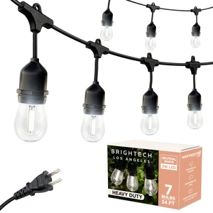 Ambience Pro - 24 Ft Waterproof LED Outdoor String Lights - Hanging, Dimmable 2W Vintage Edison Bulbs - Commercial Grade Patio Lights Create Cafe Ambience in Your Backyard, 7 Bulbs Ambience Pro - 24 Ft Waterproof LED Outdoor String Lights - Hanging, Dimmable 2W Vintage Edison Bulbs - Commercial Grade Patio Lights Create Cafe Ambience in Your Backyard, 7 Bulbs