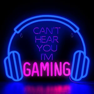 Gaming Neon Sign, Can't Hear You I'm Gaming Headset LED Sign for Game Room Wall Decor - Headphone Neon Light Signs - Best Gamer Gifts for Teen Boys, Kids Gaming Neon Sign, Can't Hear You I'm Gaming Headset LED Sign for Game Room Wall Decor - Headphone Neon Light Signs - Best Gamer Gifts for Teen Boys, Kids
