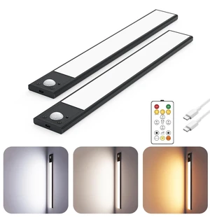 12" Under Cabinet Lighting Wireless, Remote, Motion Sensor, 2Pack, Black 0.33" Ultra-thin Aluminum Alloy Body, USB-C Rechargeable, 3-Color-Temp, Dimming, Magnetic, 30Day Runtime for Kitchen Closet 12" Under Cabinet Lighting Wireless, Remote, Motion Sensor, 2Pack, Black 0.33" Ultra-thin Aluminum Alloy Body, USB-C Rechargeable, 3-Color-Temp, Dimming, Magnetic, 30Day Runtime for Kitchen Closet
