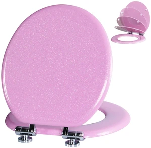Glitter Toilet Seat, Slow Close (Round, Pink) Molded Wood Round Toilet Seat, Quiet Close, Quick Release Hinges, Easy to Install and Clean Glitter Toilet Seat, Slow Close (Round, Pink) Molded Wood Round Toilet Seat, Quiet Close, Quick Release Hinges, Easy to Install and Clean