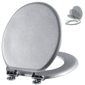 Glitter Toilet Seat, Slow Close (Round, Silver) Molded Wood Round Toilet Seat, Quiet Close, Quick Release Hinges, Easy to Install and Clean Glitter Toilet Seat, Slow Close (Round, Silver) Molded Wood Round Toilet Seat, Quiet Close, Quick Release Hinges, Easy to Install and Clean