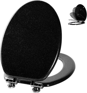 Glitter Toilet Seat, Slow Close (Elongated, Black) Molded Wood Elongated Toilet Seat, Quiet Close, Quick Release Hinges, Easy to Install and Clean Glitter Toilet Seat, Slow Close (Elongated, Black) Molded Wood Elongated Toilet Seat, Quiet Close, Quick Release Hinges, Easy to Install and Clean