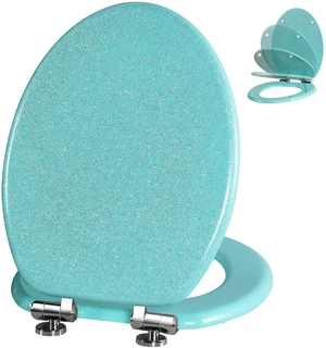 Glitter Toilet Seat, Slow Close (Elongated, Green) Molded Wood Elongated Toilet Seat, Quiet Close, Quick Release Hinges, Easy to Install and Clean Glitter Toilet Seat, Slow Close (Elongated, Green) Molded Wood Elongated Toilet Seat, Quiet Close, Quick Release Hinges, Easy to Install and Clean