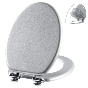 Glitter Toilet Seat, Slow Close (Elongated, Silver) Molded Wood Elongated Toilet Seat, Quiet Close, Quick Release Hinges, Easy to Install and Clean Glitter Toilet Seat, Slow Close (Elongated, Silver) Molded Wood Elongated Toilet Seat, Quiet Close, Quick Release Hinges, Easy to Install and Clean