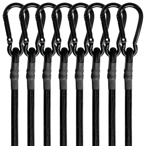 8 Pcs 48in Bungee Cords with Carabiner Hooks Heavy Duty, Outdoor Black Bungee Straps, Strong Industrial Grade Elastic Bungee Rope for Securing Tarps, Luggage, TentsBikes or Garden Tidying 8 Pcs 48in Bungee Cords with Carabiner Hooks Heavy Duty, Outdoor Black Bungee Straps, Strong Industrial Grade Elastic Bungee Rope for Securing Tarps, Luggage, TentsBikes or Garden Tidying