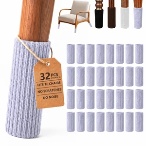 32 PCs Furniture Leg Socks - High Elastic Knitted Chair Leg Floor Protectors, Thickening Gray Chair Leg Covers Set, Move Easily and Reduce Noise (Pack of 2) 32 PCs Furniture Leg Socks - High Elastic Knitted Chair Leg Floor Protectors, Thickening Gray Chair Leg Covers Set, Move Easily and Reduce Noise (Pack of 2)