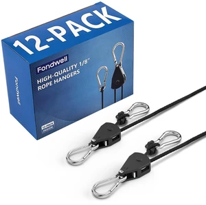 Rope Tie Downs Small Ratchet Straps, Adjustable Grow Light Hangers 12-Pack of 1/8" 8FT 75LB Load Capacity, Smooth Ratcheting Quick Release, Rust-Resistant for Hanging & Various Tie-Down Uses Rope Tie Downs Small Ratchet Straps, Adjustable Grow Light Hangers 12-Pack of 1/8" 8FT 75LB Load Capacity, Smooth Ratcheting Quick Release, Rust-Resistant for Hanging & Various Tie-Down Uses