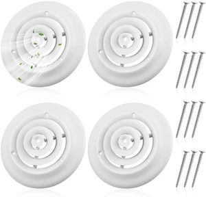 4 Pcs 6 Inch Round Vent Cover, White Ceiling Diffuser with Screws Outer Dimensions 9-15/16", HVAC Vent Duct Register Cover, Replacement Exhaust Fan Covers for Home Office Kitchen Ventilation 4 Pcs 6 Inch Round Vent Cover, White Ceiling Diffuser with Screws Outer Dimensions 9-15/16", HVAC Vent Duct Register Cover, Replacement Exhaust Fan Covers for Home Office Kitchen Ventilation