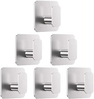 Silver Hooks for Hanging Heavy Duty, Adhesive Hooks for Shower, Bathroom, Kitchen, Robe, Towel, Coat, Waterproof & Rustproof Hook for Walls No Damage, Sticky Wall Towel Hooks - 6 Pack Silver Hooks for Hanging Heavy Duty, Adhesive Hooks for Shower, Bathroom, Kitchen, Robe, Towel, Coat, Waterproof & Rustproof Hook for Walls No Damage, Sticky Wall Towel Hooks - 6 Pack