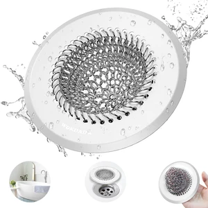 Hair Trap for Shower Drain, 4.4" Anti-Clog Tub Drain Cover, Silvery White Reversible Flip Clean, Anti-Clog Mesh, Fast Drainage, Anti-Slip Base, Rust-Proof, for Bathtub & Shower Drains, Patented Hair Trap for Shower Drain, 4.4" Anti-Clog Tub Drain Cover, Silvery White Reversible Flip Clean, Anti-Clog Mesh, Fast Drainage, Anti-Slip Base, Rust-Proof, for Bathtub & Shower Drains, Patented