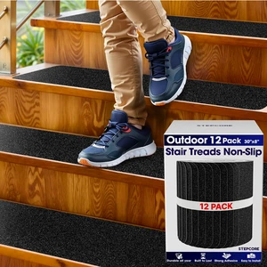 Outdoor Stair Treads Non Slip 30" x 8" 12-Pack Waterproof 80-Grit Grip Strips for Wooden Steps Anti Slip & Anti Skid Step Treads by Outdoor Stair Treads Non Slip 30" x 8" 12-Pack Waterproof 80-Grit Grip Strips for Wooden Steps Anti Slip & Anti Skid Step Treads by
