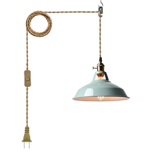 Modern Macaron Plug-in Plendant Light,10.6-Inch Metal Barn Shade Swag Hanging Light Fixtures with Adjustable 17.06 Feet Plug Cord Pendant for Kitchen Bar Dining Bedroom,Sea Blue Modern Macaron Plug-in Plendant Light,10.6-Inch Metal Barn Shade Swag Hanging Light Fixtures with Adjustable 17.06 Feet Plug Cord Pendant for Kitchen Bar Dining Bedroom,Sea Blue