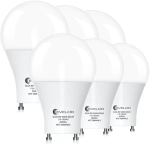 6 Pack GU24 LED Light Bulbs,60 Watt Equivalent Daylight White 5000K Efficient 9W,Non-Dimmable,800 Lumens Twist and Lock 2 Prong Light Bulbs,15000 Hours,Ideal for Kitchen,Living Room,Bedroom 6 Pack GU24 LED Light Bulbs,60 Watt Equivalent Daylight White 5000K Efficient 9W,Non-Dimmable,800 Lumens Twist and Lock 2 Prong Light Bulbs,15000 Hours,Ideal for Kitchen,Living Room,Bedroom